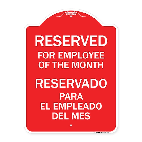 Signmission Reserved for Employee of the Month-Reservado Para El Empleado Del Mes, Red & White, RW-1824-23206 A-DES-RW-1824-23206 - main